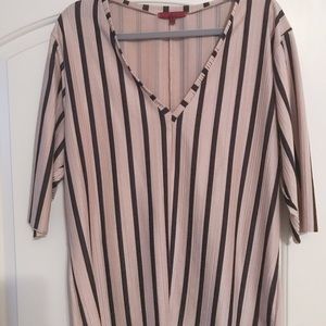 BKE Red black and gold striped satin top